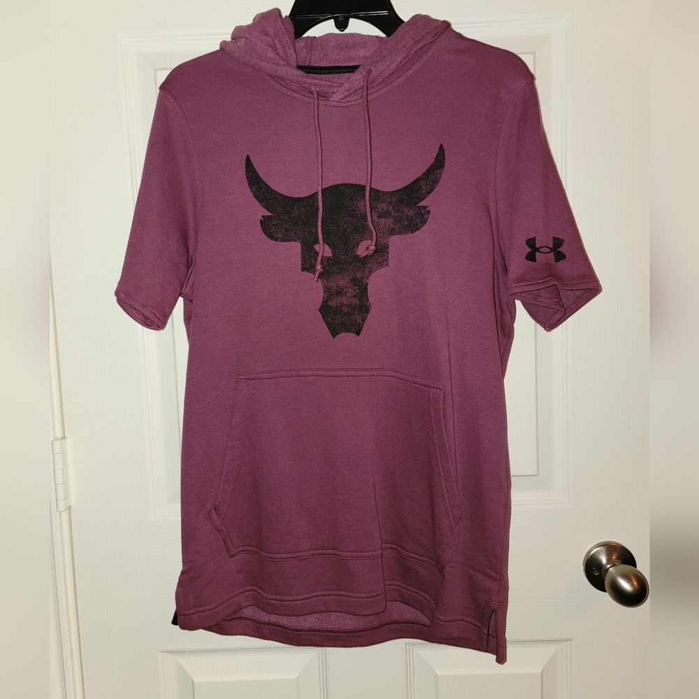 Under Armour Project Rock Respect Short Sleeve Hoodie Maroon